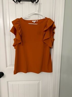 Chicos Ruffle Sleeve Blouse - Rust Orange